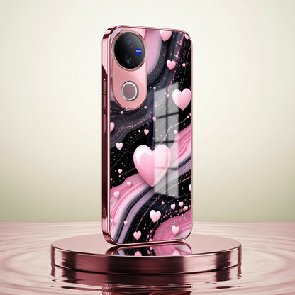 Vivo V50 5G Love Sparkle Pink Electroplated Glass Phone Back Case