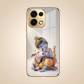 Oppo Reno 16C 5G Bal Krishna Blessings Gold Electroplated Glass Phone Back Case
