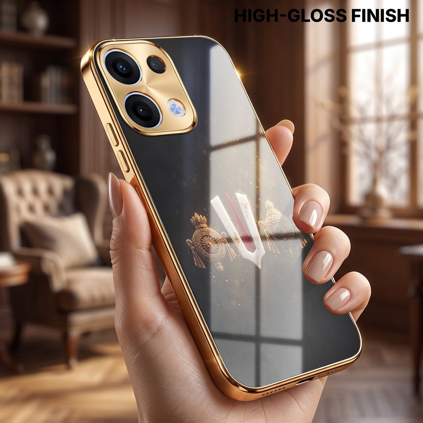 Oppo Reno 13 5G Royal Heritage Edition Gold Electroplated Glass Phone Back Case