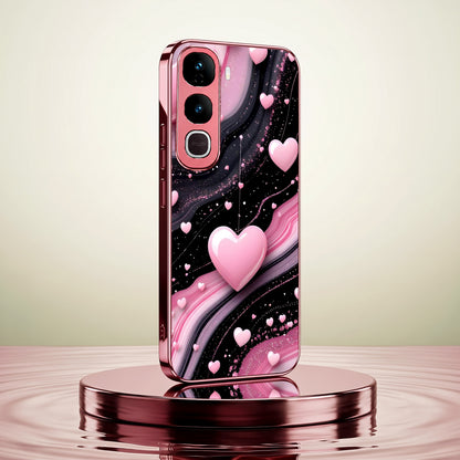 Vivo Y400 Pro 5G Love Sparkle Pink Electroplated Glass Phone Back Case