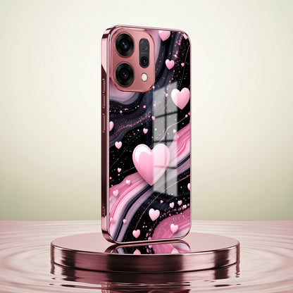 Oppo Reno 14 5G Love Sparkle Pink Electroplated Glass Phone Back Case