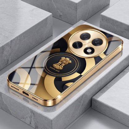 Oppo F31 Pro+ 5G Royal Emblem Gold Electroplated Glass Phone Back Case