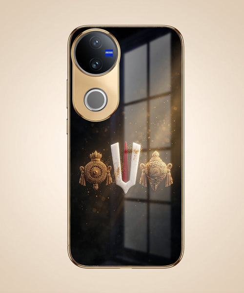 Vivo V50 5G Royal Heritage Edition Gold Electroplated Glass Phone Back Case