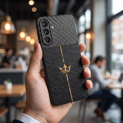 Samsung Galaxy A37 5G Royal Stripe Carbon Fiber Leather Hybrid Back Case