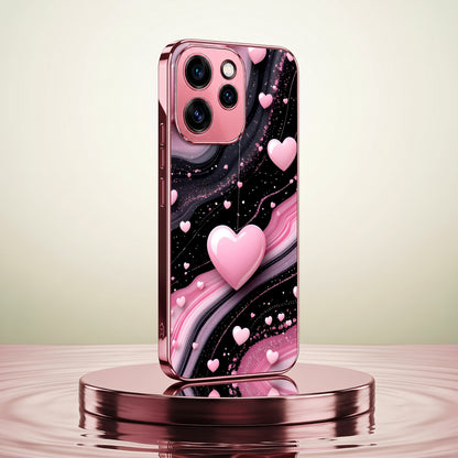 Oppo Reno 15 Pro 5G Love Sparkle Pink Electroplated Glass Phone Back Case