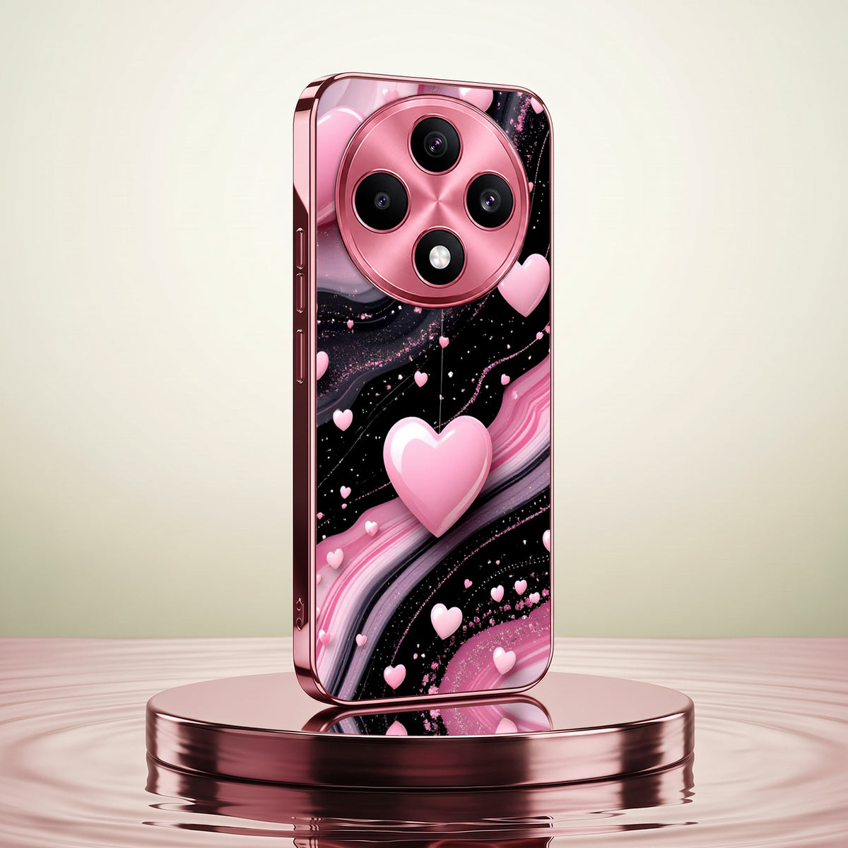 Oppo F27 Pro+ 5G Love Sparkle Pink Electroplated Glass Phone Back Case