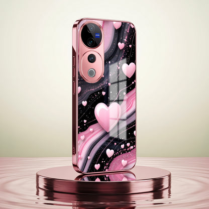 Vivo V40 Pro 5G Love Sparkle Pink Electroplated Glass Phone Back Case