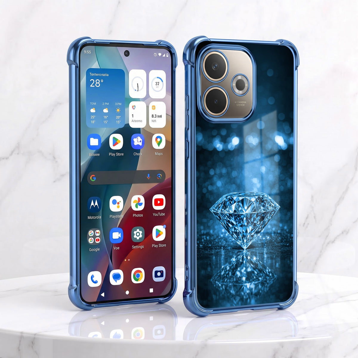 Oppo A5 Pro 5G Blue Diamond Airbags Printed Back Case