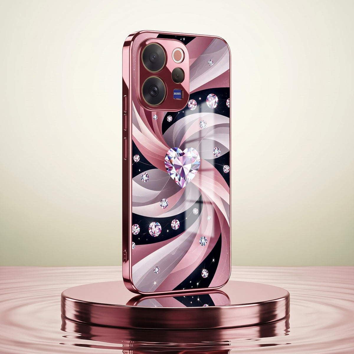 Vivo V70 5G Diamond Glam Pink Electroplated Glass Phone Back Case