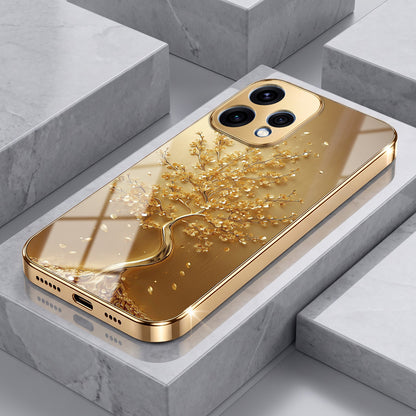Oppo Reno 15 5G Golden Tree Gold Electroplated Glass Phone Back Case