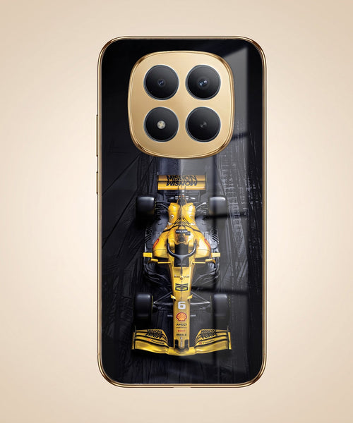 Redmi Note 15 SE 5G F1 Racing Car Gold Electroplated Glass Phone Back Case
