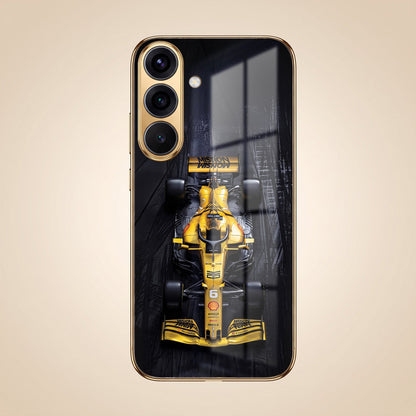 Samsung Galaxy A56 5G F1 Racing Car Gold Electroplated Glass Phone Back Case