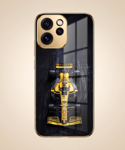 Oppo Reno 15 Pro Mini 5G F1 Racing Car Gold Electroplated Glass Phone Back Case