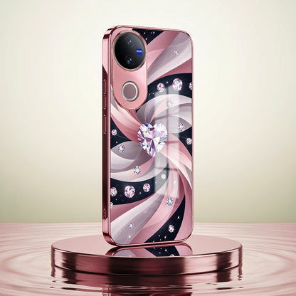 Vivo V50 5G Diamond Glam Pink Electroplated Glass Phone Back Case