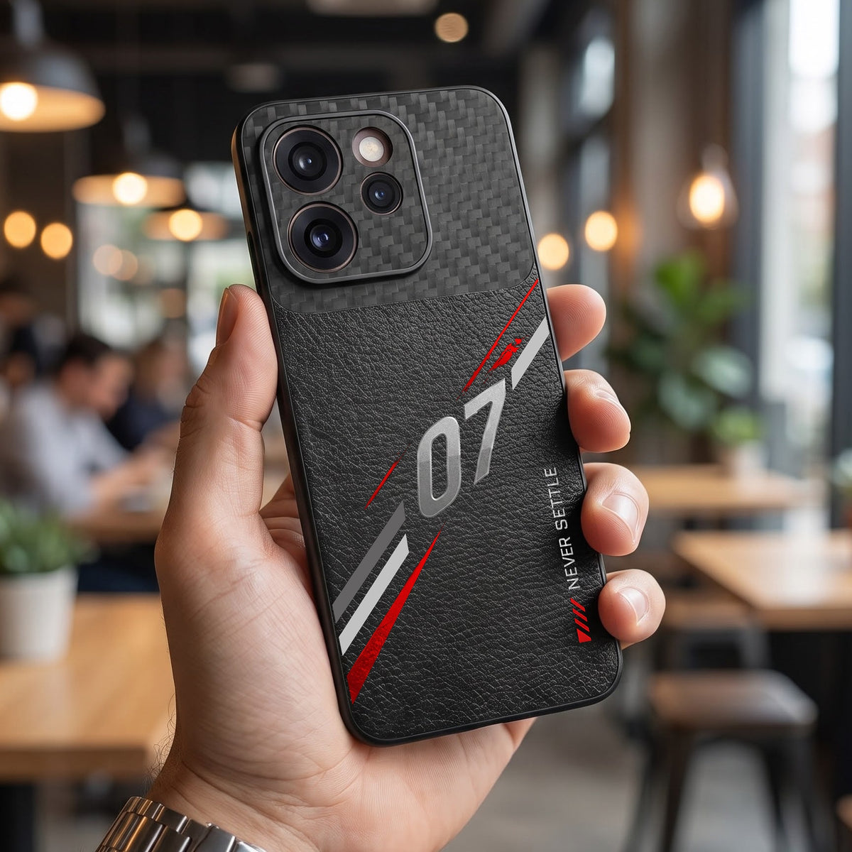Oppo Reno 15 Pro Mini 5G Racing Edition Carbon Fiber Leather Hybrid Back Case