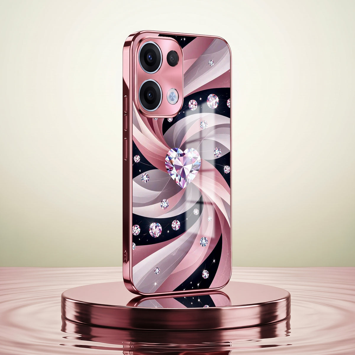 Oppo Reno 13 5G Diamond Glam Pink Electroplated Glass Phone Back Case