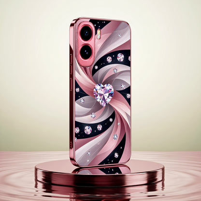 Vivo T5 Pro 5G Diamond Glam Pink Electroplated Glass Phone Back Case