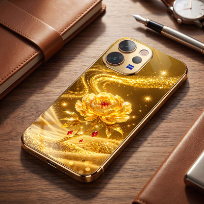 Vivo V70 5G Golden Rose Elegance Gold Electroplated Glass Phone Back Case