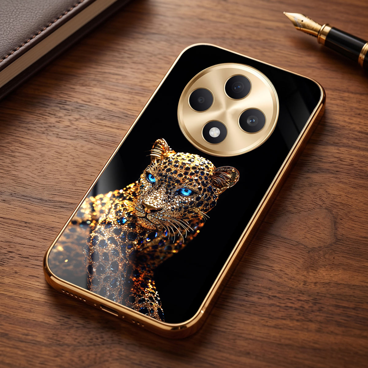 Oppo F27 5G Panther Gold Electroplated Glass Phone Back Case