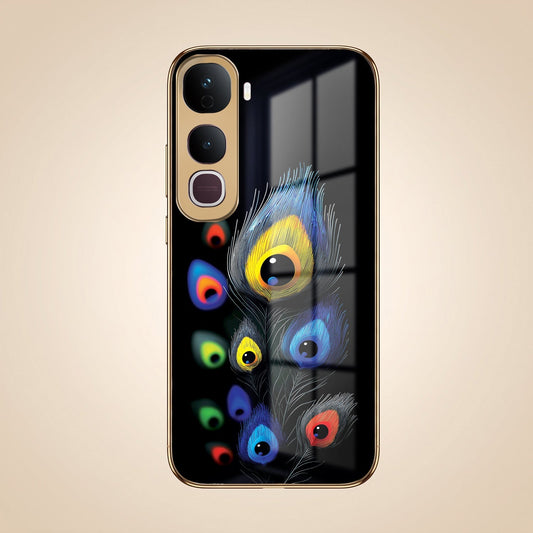 Vivo Y400 Pro 5G Multi-Feather Peacock Gold Electroplated Glass Phone Back Case