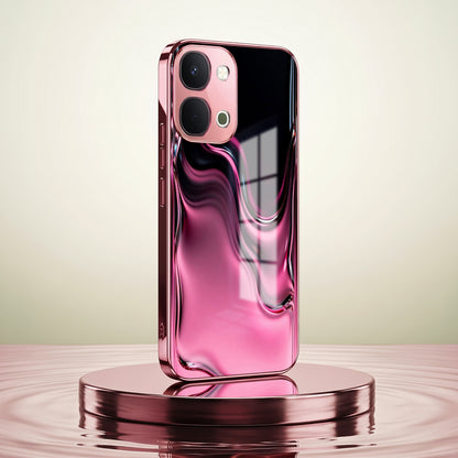 Vivo T5x 5G Liquid Wave Pink Electroplated Glass Phone Back Case