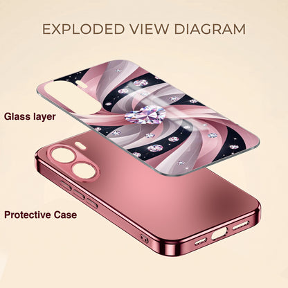 Oppo K14x 5G Diamond Glam Pink Electroplated Glass Phone Back Case