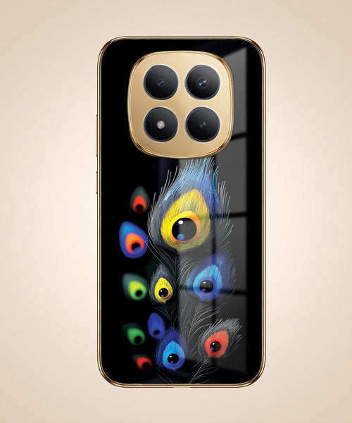 Redmi Note 15 Pro+ 5G Premium Peacock Feather Gold Electroplated Glass Phone Back Case