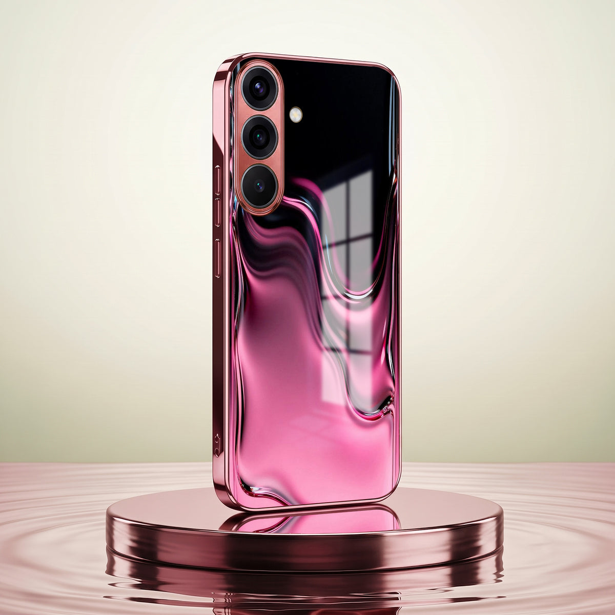 Samsung Galaxy A36 5G Liquid Wave Pink Electroplated Glass Phone Back Case