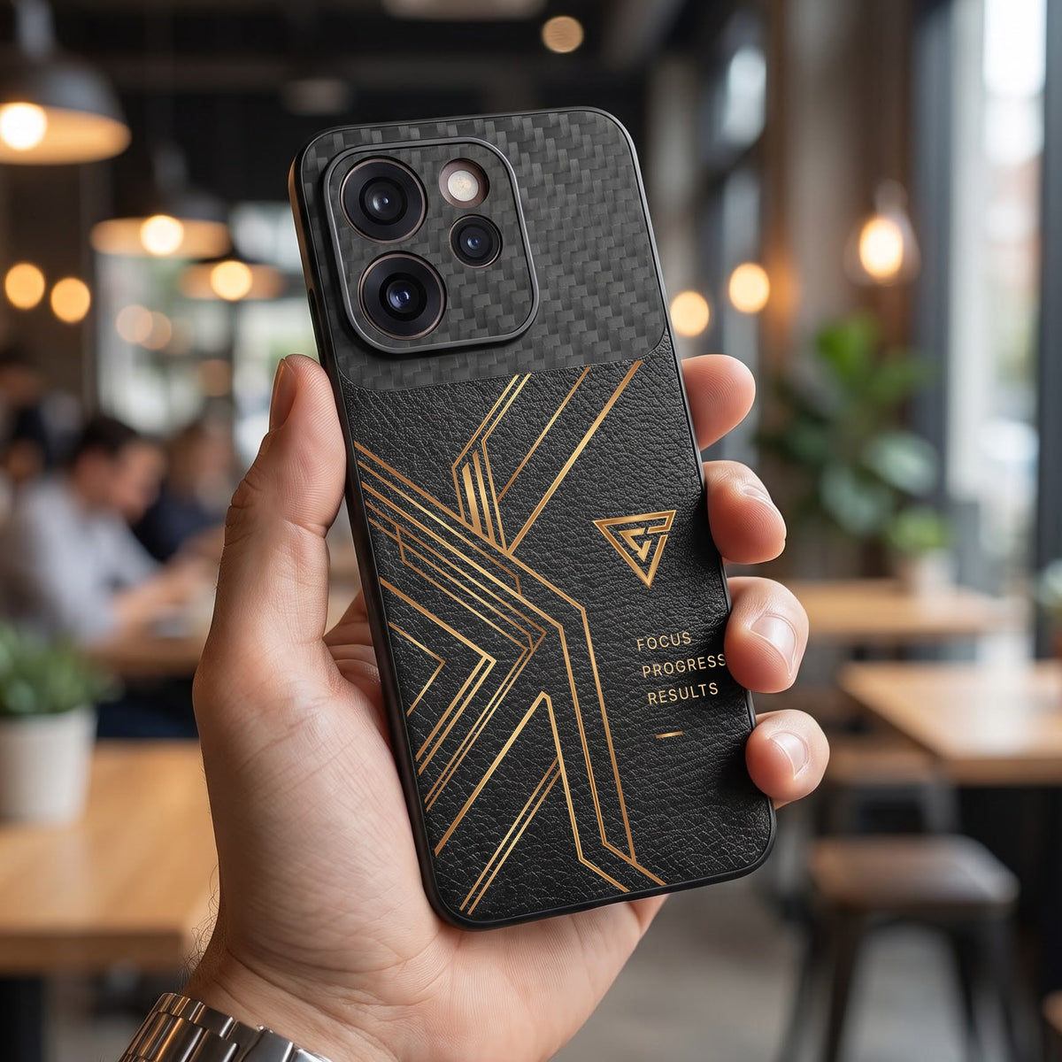 Oppo Reno 15 Pro Mini 5G Geometric Luxury Carbon Fiber Leather Hybrid Back Case