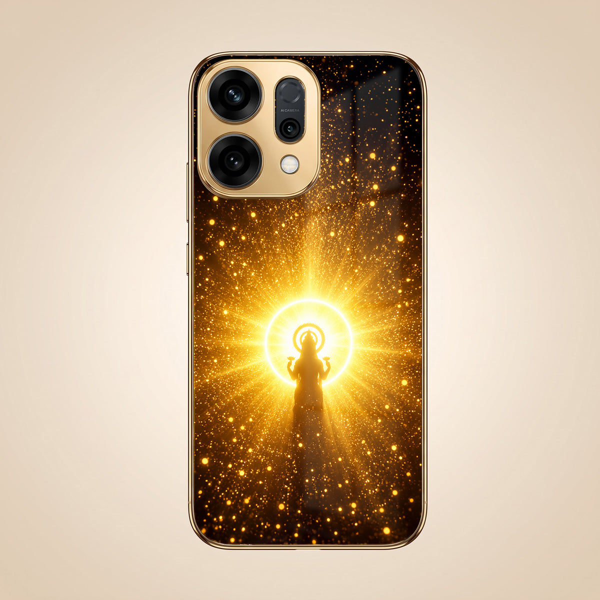 Oppo Reno 14 5G Lakshmi Sacred Gold Electroplated Glass Phone Back Case
