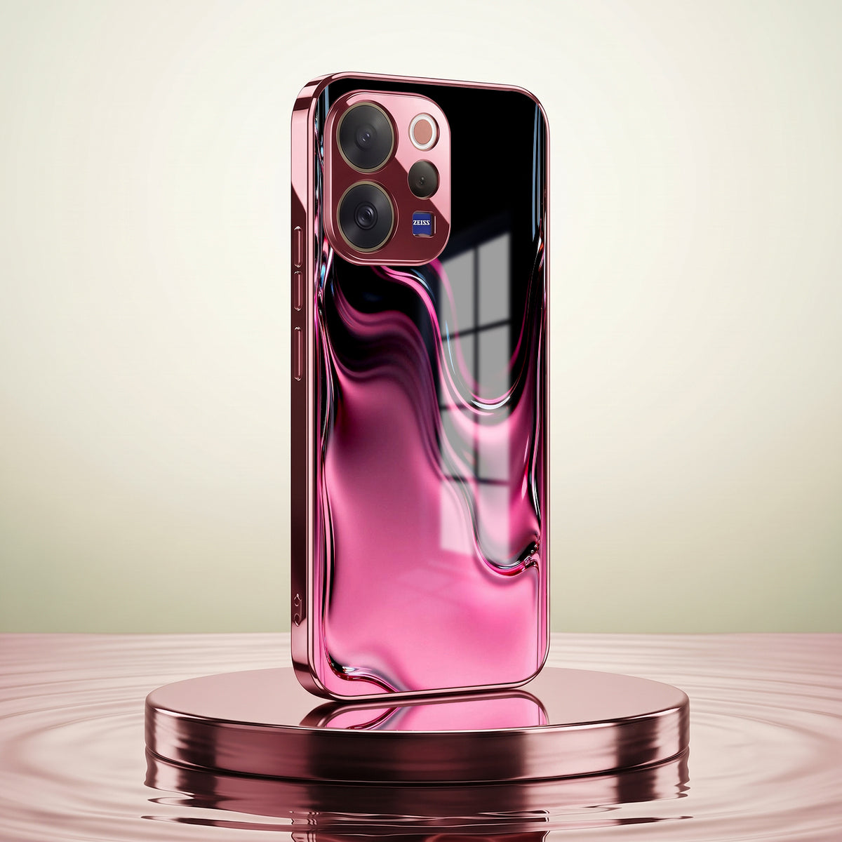 Vivo V70 5G Liquid Wave Pink Electroplated Glass Phone Back Case