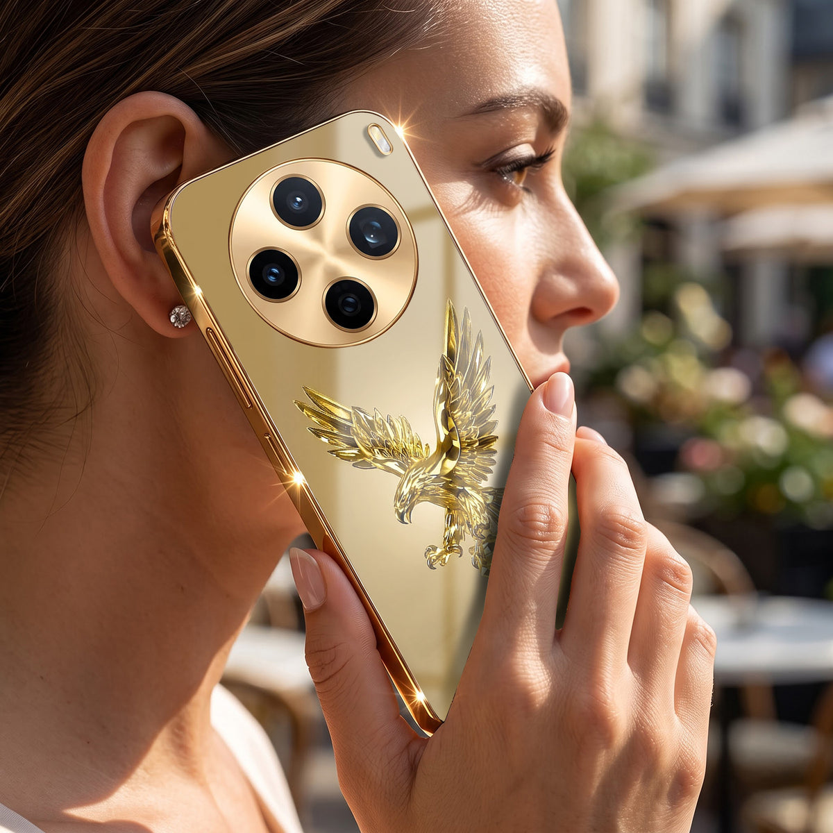 Vivo X200T 5G Golden Eagle Gold Electroplated Glass Phone Back Case