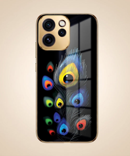 Oppo Reno 15 Pro Mini 5G Premium Peacock Feather Gold Electroplated Glass Phone Back Case