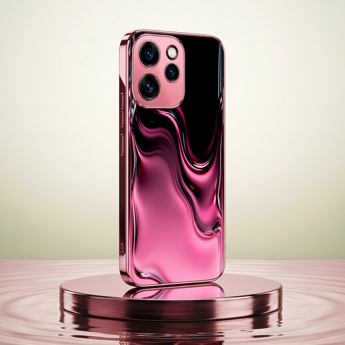 Oppo Reno 15 Pro 5G Liquid Wave Pink Electroplated Glass Phone Back Case