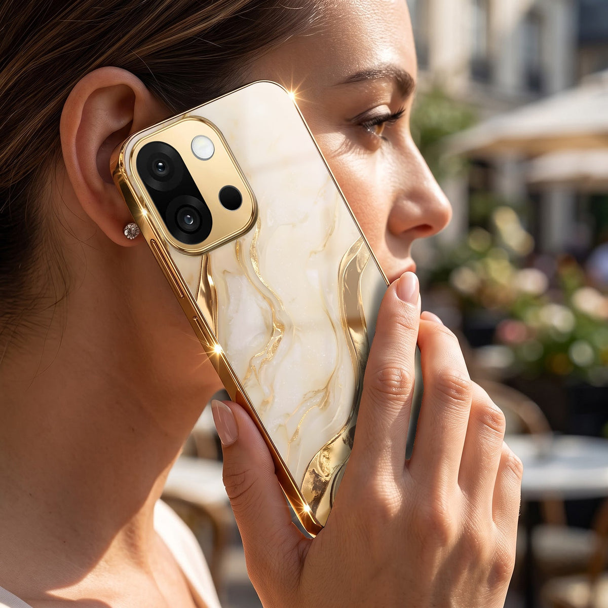 OnePlus 13s 5G Marvel Texture Gold Electroplated Glass Phone Back Case