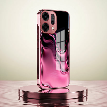 Oppo Reno 14 5G Liquid Wave Pink Electroplated Glass Phone Back Case