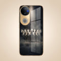 Vivo V50 5G Running Horses Gold Electroplated Glass Phone Back Case