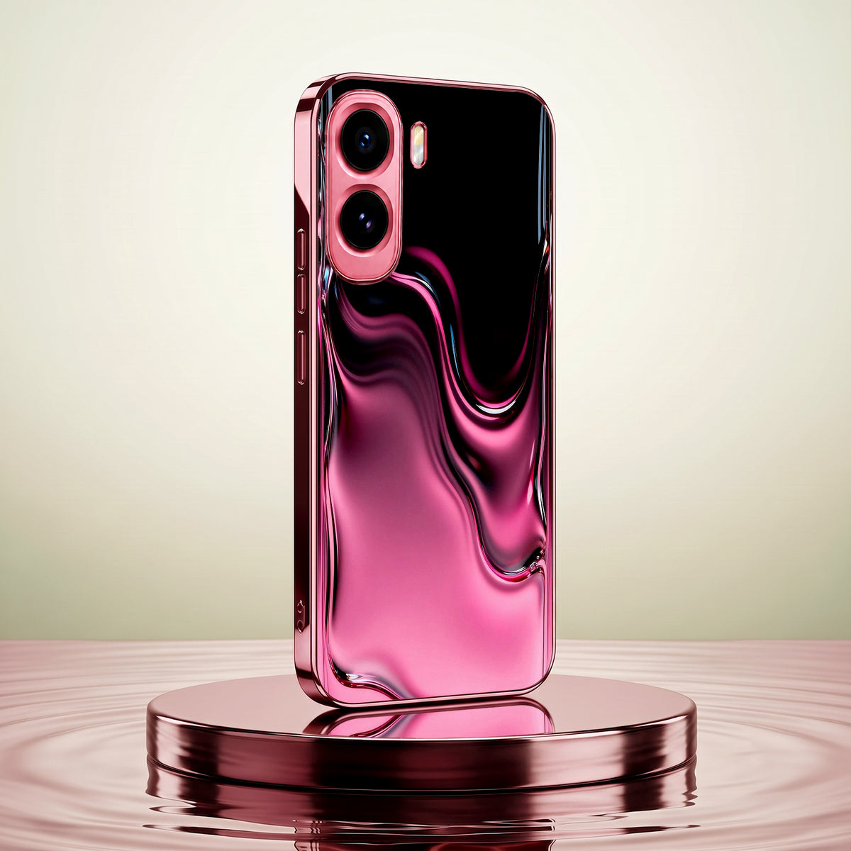 Vivo T5 Pro 5G Liquid Wave Pink Electroplated Glass Phone Back Case