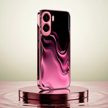 Vivo T5 Pro 5G Liquid Wave Pink Electroplated Glass Phone Back Case
