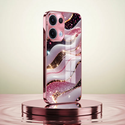 Oppo Reno 13 5G Midnight Pearl Wave Pink Electroplated Glass Phone Back Case