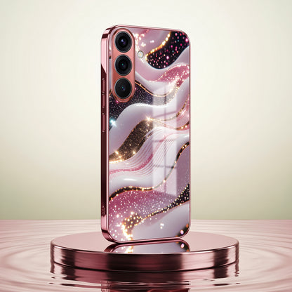 Samsung Galaxy A56 5G Midnight Pearl Wave Pink Electroplated Glass Phone Back Case