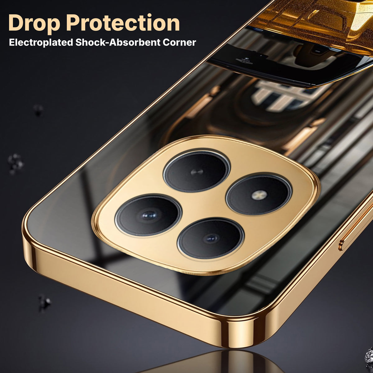 Redmi Note 15 Pro+ 5G Golden BMW Gold Electroplated Glass Phone Back Case