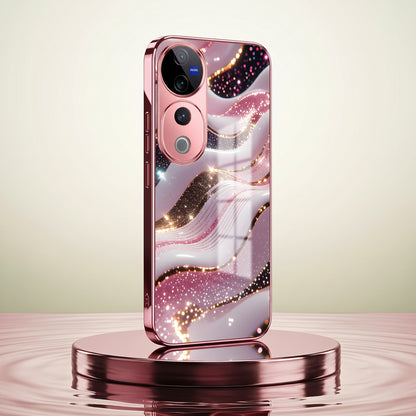 Vivo V40 Pro 5G Midnight Pearl Wave Pink Electroplated Glass Phone Back Case