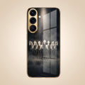 Samsung Galaxy A36 5G Running Horses Gold Electroplated Glass Phone Back Case
