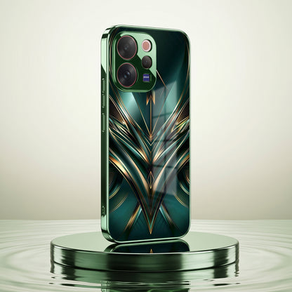 Vivo V70 5G Vortex 3D Arrows Green Electroplated Glass Back Case