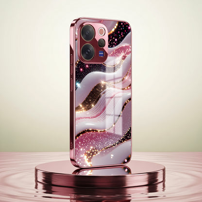 Vivo V70 5G Midnight Pearl Wave Pink Electroplated Glass Phone Back Case