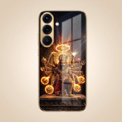 Samsung Galaxy A56 5G Lord Narasimha Gold Electroplated Glass Phone Back Case