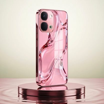 Vivo T5x 5G Crystal Wave Energy Pink Electroplated Glass Phone Back Case
