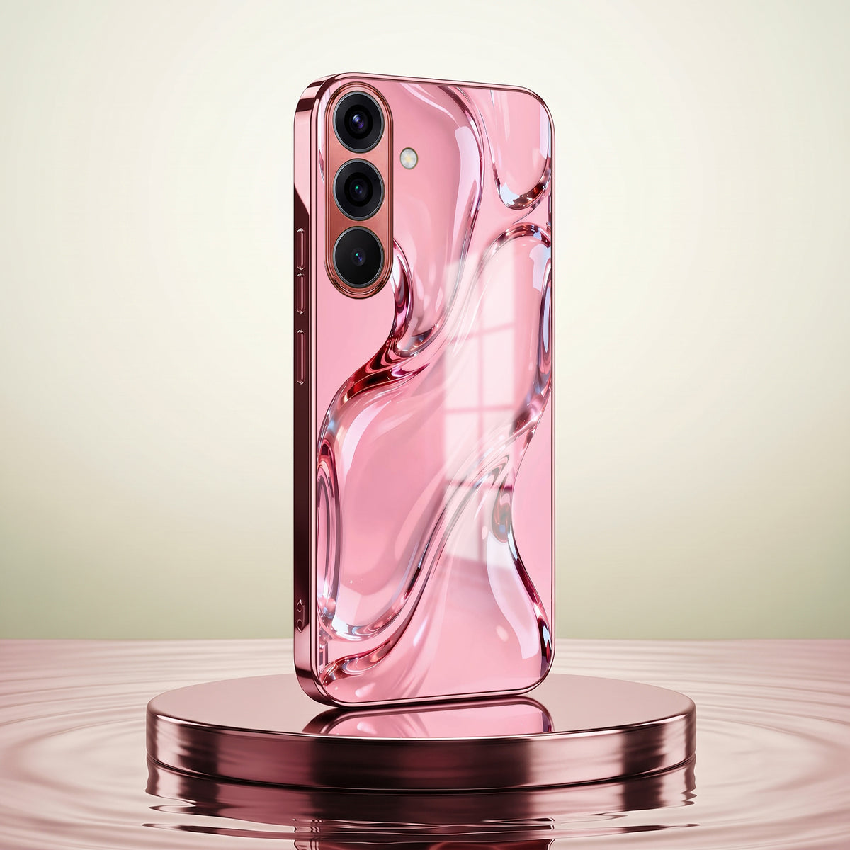 Samsung Galaxy A36 5G Crystal Wave Energy Pink Electroplated Glass Phone Back Case