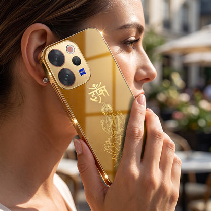 Vivo V70 5G Shree Lakshmi Divine Gold Electroplated Glass Phone Back Case